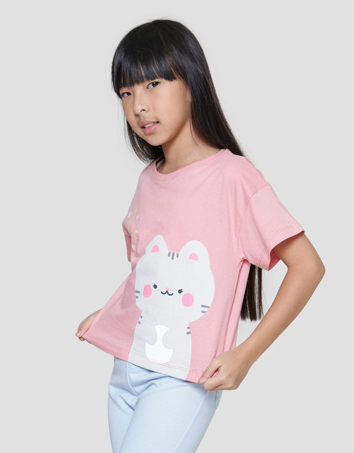 Little M Happy Cat 2 Kaos Anak Perempuan