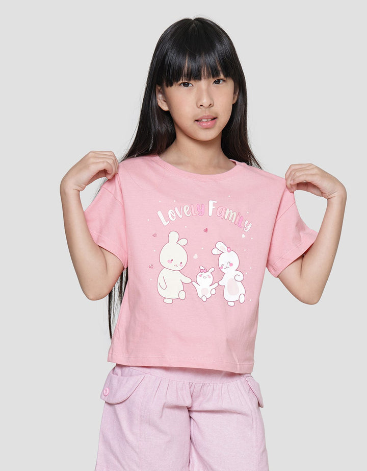 Little M Rabbit I Love Family Kaos Anak Perempuan