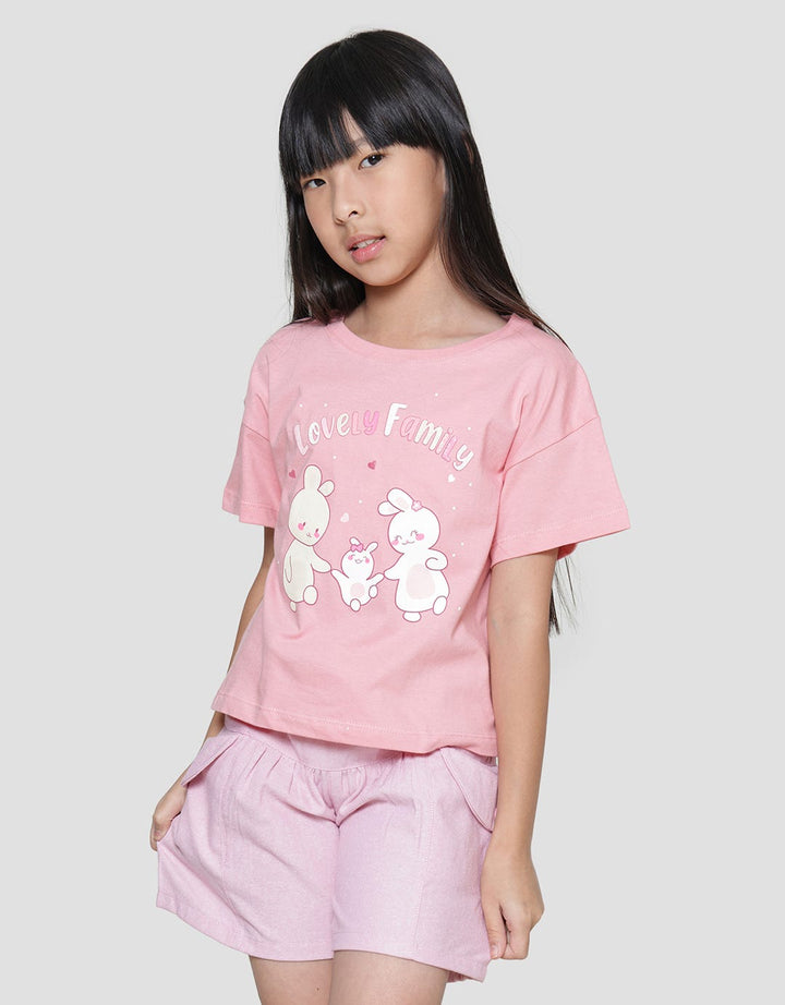 Little M Rabbit I Love Family Kaos Anak Perempuan