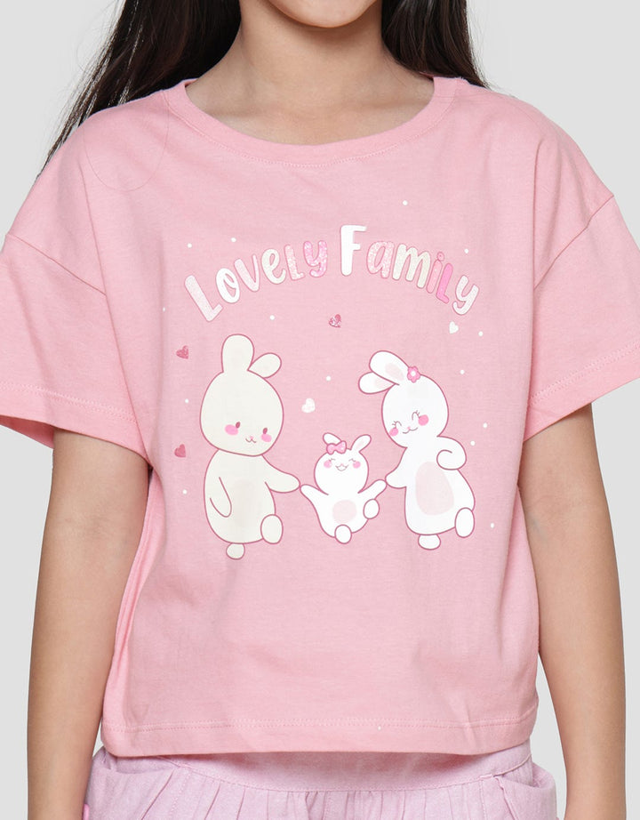 Little M Rabbit I Love Family Kaos Anak Perempuan