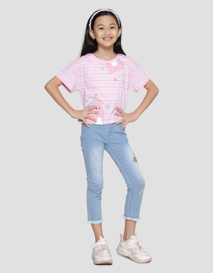 Little M Stripe Dino Kaos Anak Laki-laki
