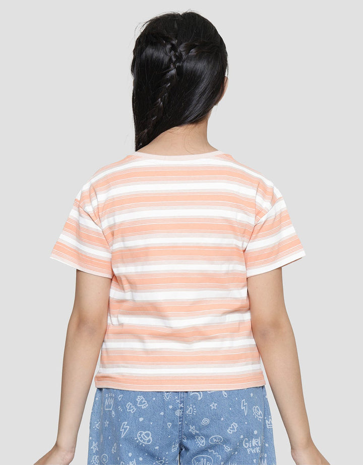 Aero Cute Meow Stripe Kaos Anak Perempuan