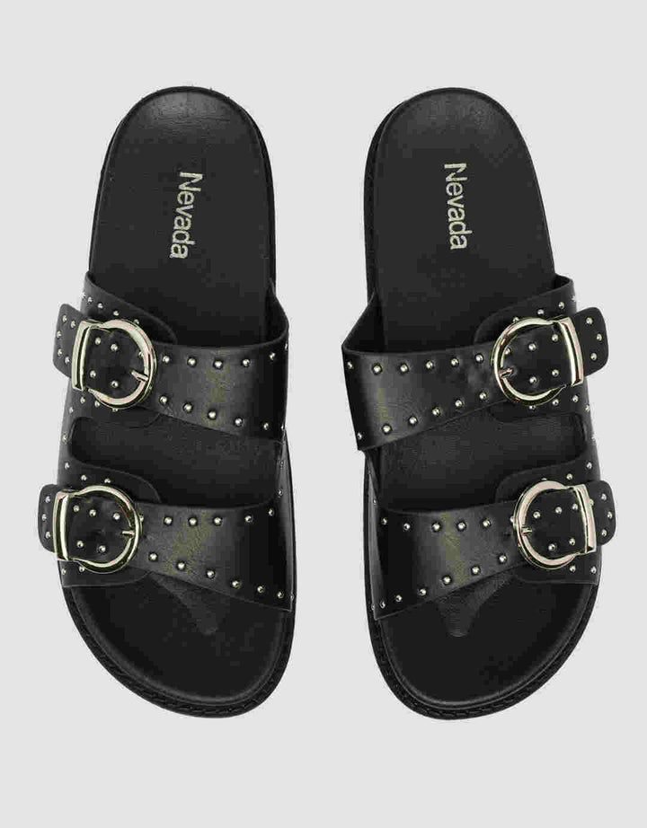 Nevada Buckle Strap With Beads Slipper Sandal Wanita