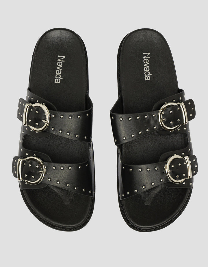 NEVADA BUCKLE STRAP WITH BEADS SLIPPER SANDAL WANITA