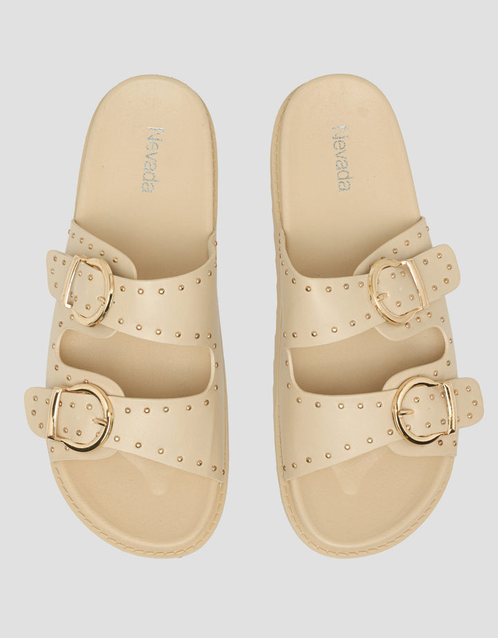 NEVADA BUCKLE STRAP WITH BEADS SLIPPER SANDAL WANITA