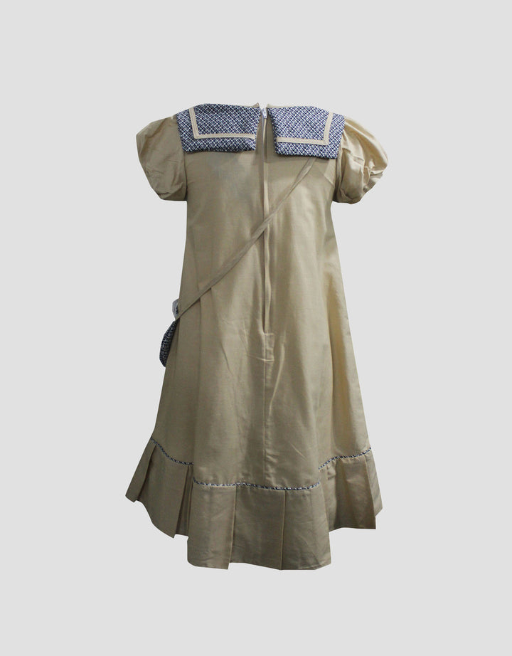 Donita Collar Motif Casual Dress for Girls