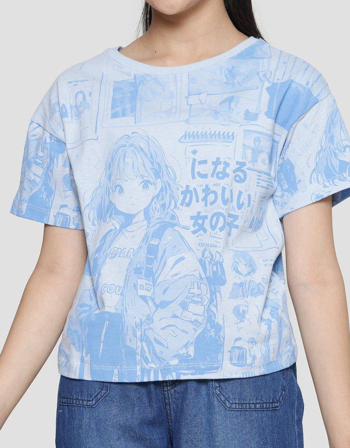 Nevada Boxy Full Print Anime Girls T-Shirt