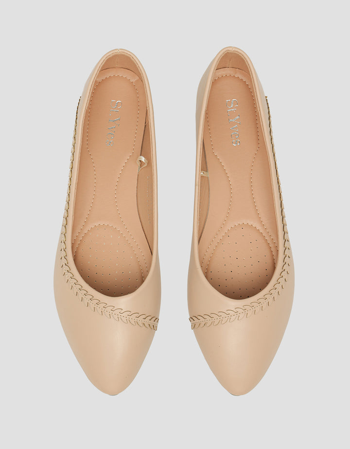 St. Yves Casual Pointed Toe Sepatu Ballerina Wanita