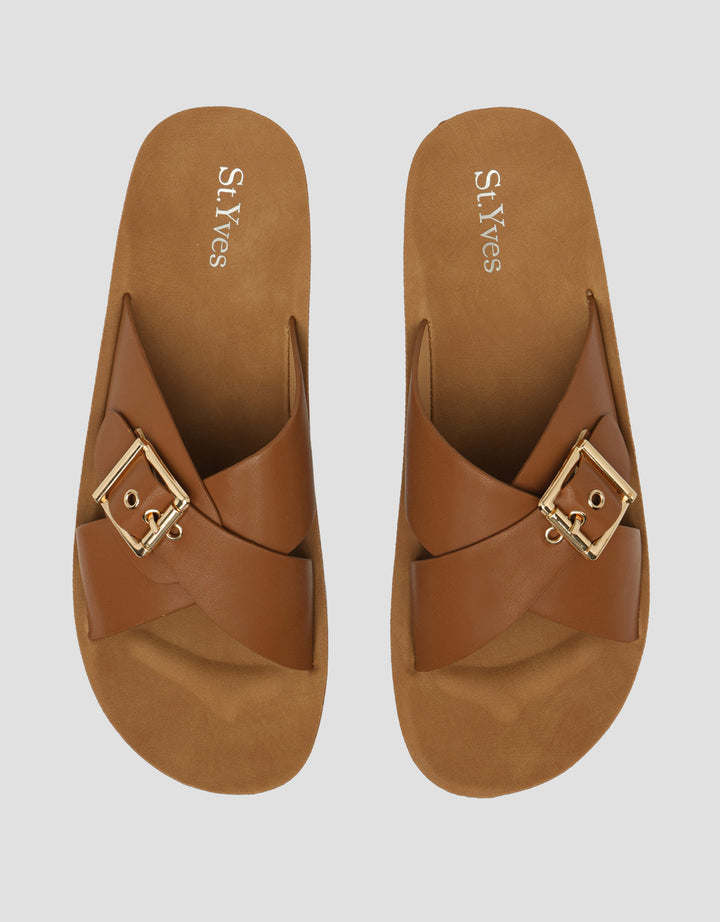 St. Yves Cross Strap Slipper Sandal Wanita