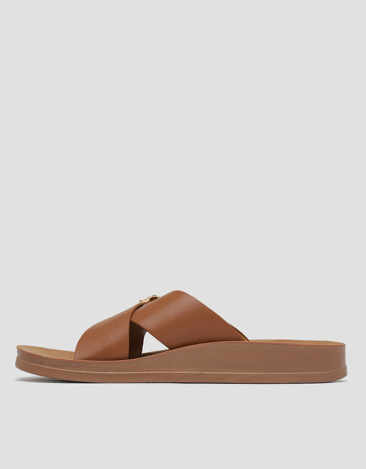 St. Yves Cross Strap Slipper Sandal Wanita