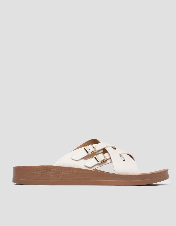 St. Yves Double Cross Strap Slipper Sandal Wanita