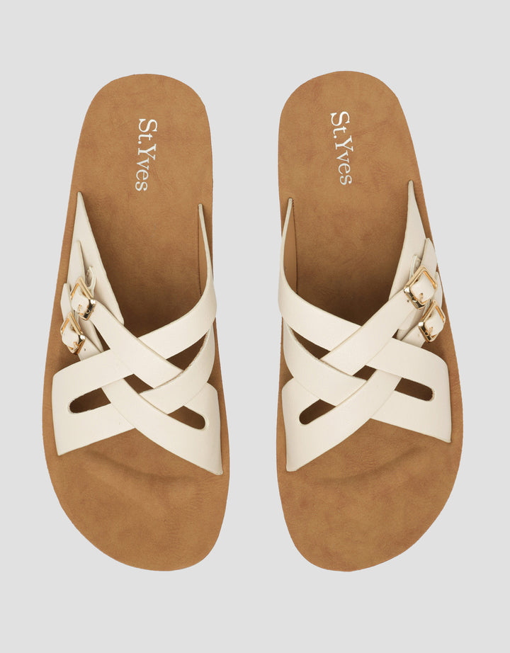 St. Yves Double Cross Strap Slipper Sandal Wanita