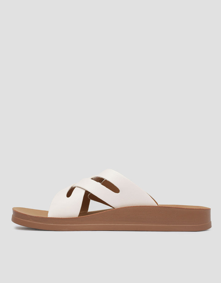 St. Yves Double Cross Strap Slipper Sandal Wanita