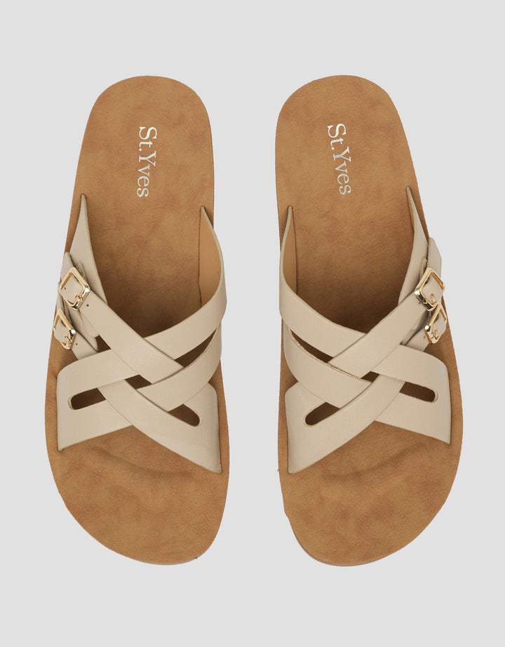 St. Yves Double Cross Strap Slipper Sandal Wanita