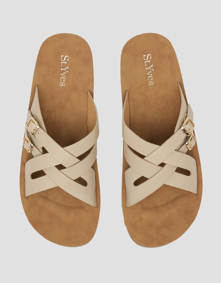 St. Yves Double Cross Strap Slipper Sandal Wanita