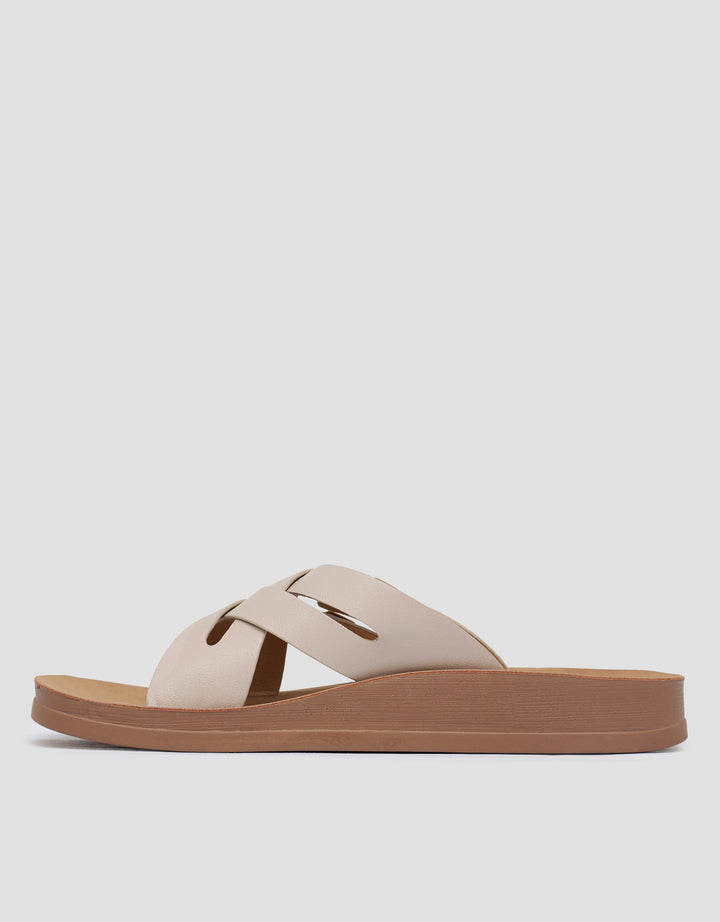 St. Yves Double Cross Strap Slipper Sandal Wanita