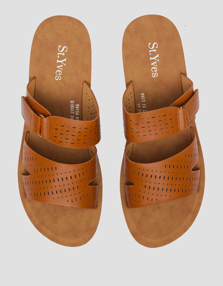 St. Yves Laser Cut Strap Slipper Sandal Wanita