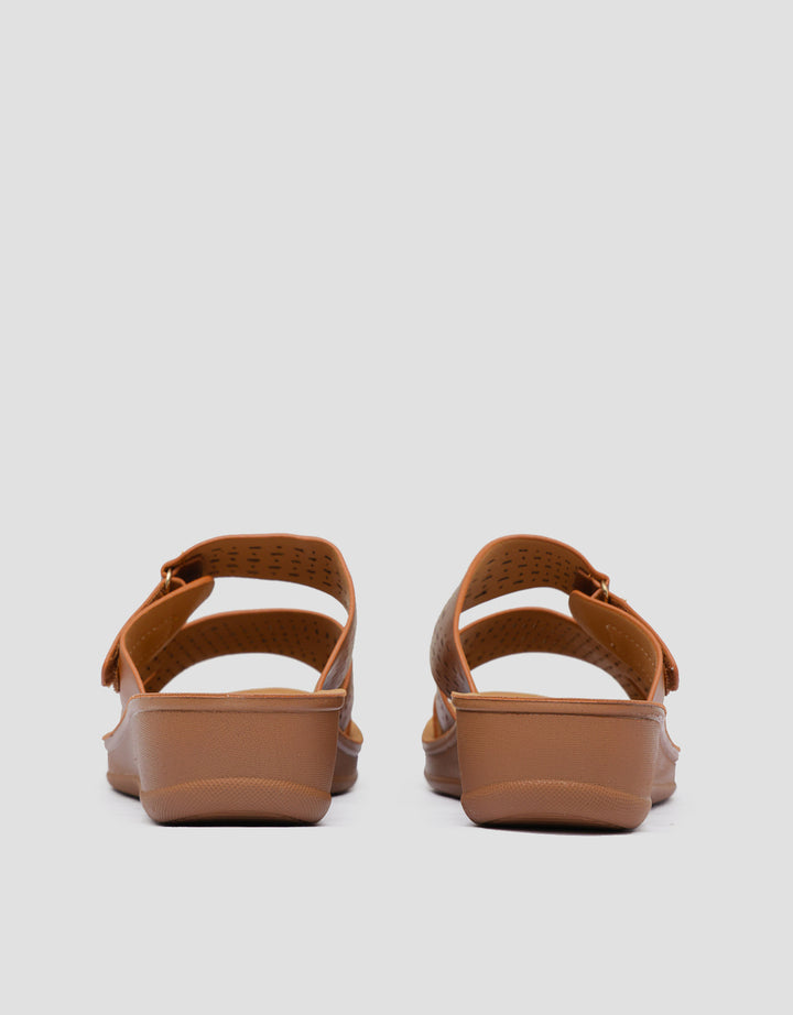 St. Yves Laser Cut Strap Slipper Sandal Wanita
