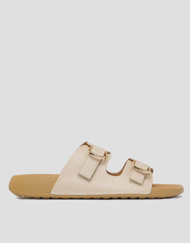 St. Yves Double Buckle Strap Sandal Slipper Wanita