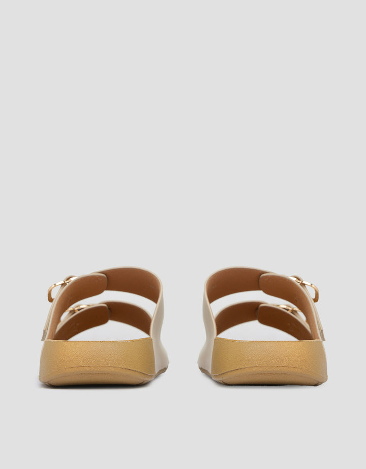 St. Yves Double Buckle Strap Sandal Slipper Wanita