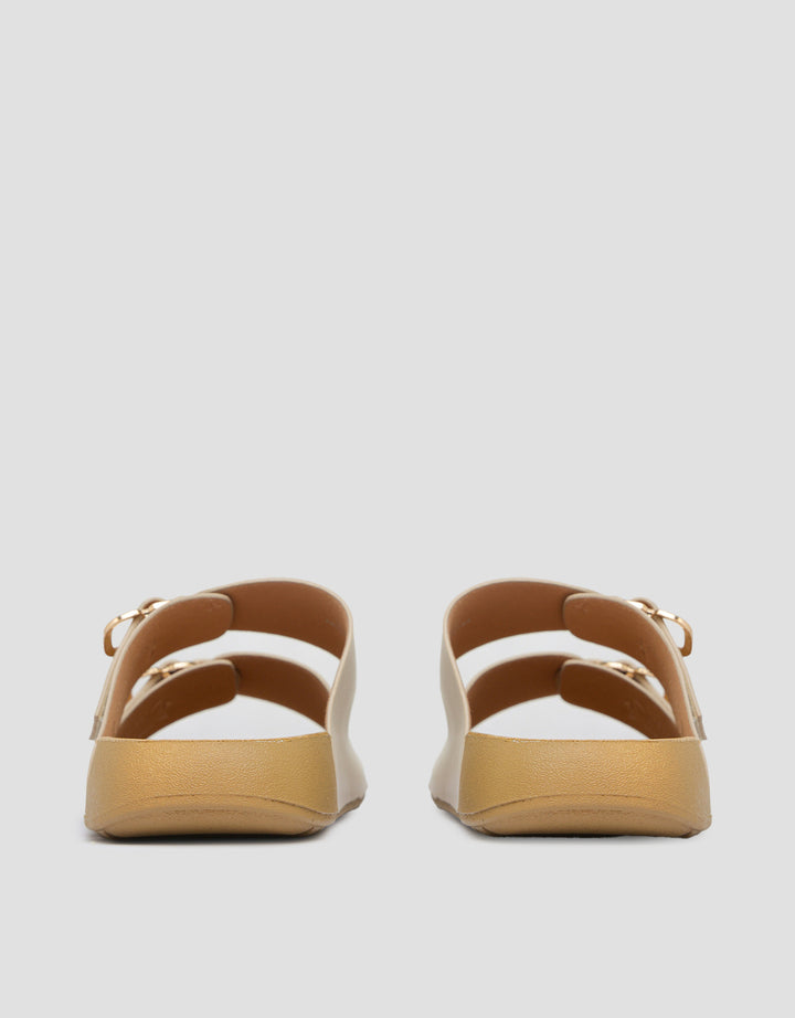St. Yves Double Buckle Strap Sandal Slipper Wanita