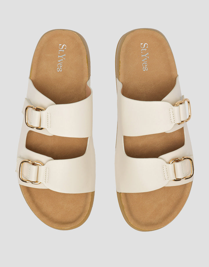 St. Yves Double Buckle Strap Sandal Slipper Wanita