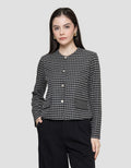Connexion Crop Knit Tweet Plaid Women's Blazer