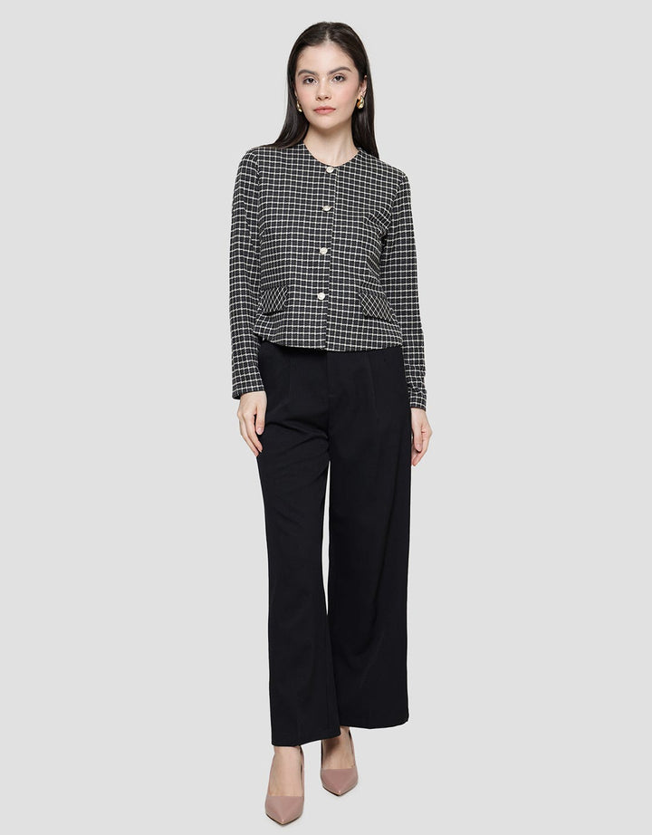 Connexion Crop Knit Tweet Plaid Women's Blazer