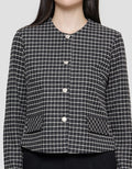 Connexion Crop Knit Tweet Plaid Women's Blazer