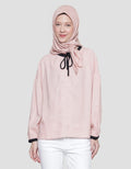 Annisa Linen With Drawstring And Contrast Piping Blouse Wanita