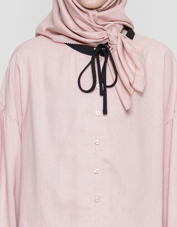 Annisa Linen With Drawstring And Contrast Piping Blouse for Women