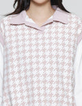 Nevada Neck Houndstooth Pattern Sweater Wanita