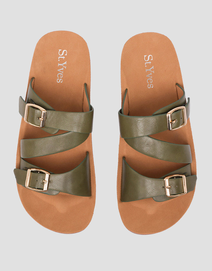 St. Yves Buckle Sandal Slipper  Fq28 Wanita