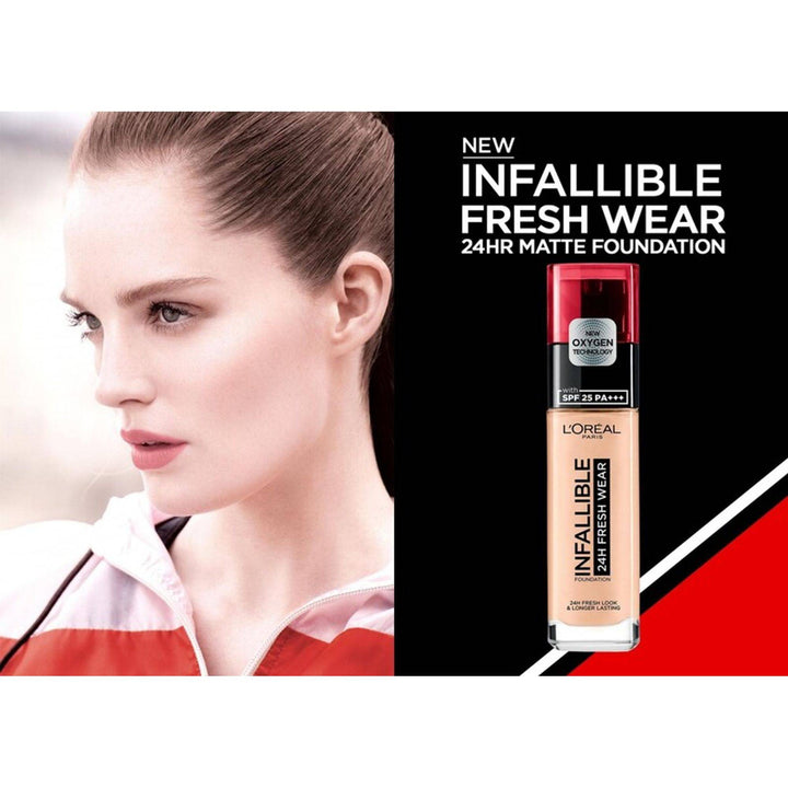 L'Oreal Paris 24H Fresh Wear Infallible Liquid Matte Foundation Make Up - 125 Natural Rose