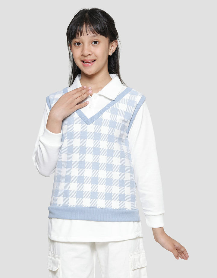 Aero Print Kotak-Kotak Vest 03 Sweater Anak Perempuan