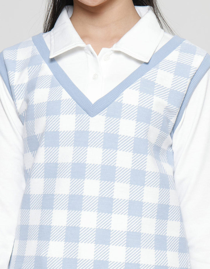 Aero Print Kotak-Kotak Vest 03 Sweater Anak Perempuan