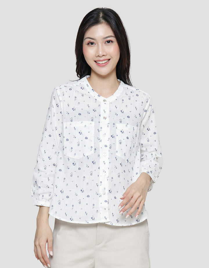Connexion Pocket Printed Blouse Wanita