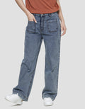 Connexion Wide Leg 2 Pocket Celana Panjang Denim Wanita