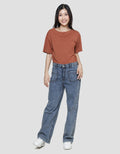 Connexion Wide Leg 2 Pocket Celana Panjang Denim Wanita
