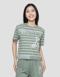 Disney Stripe Boxy Print Winnie The Pooh Women's T-Shirt