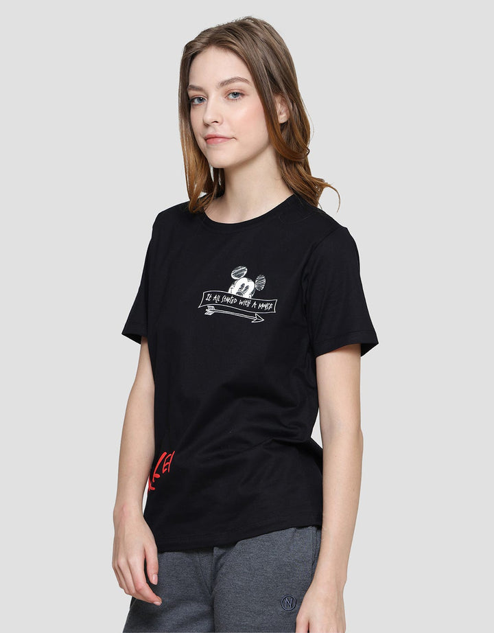 Disney Mickey Mouse Print Kaos Wanita