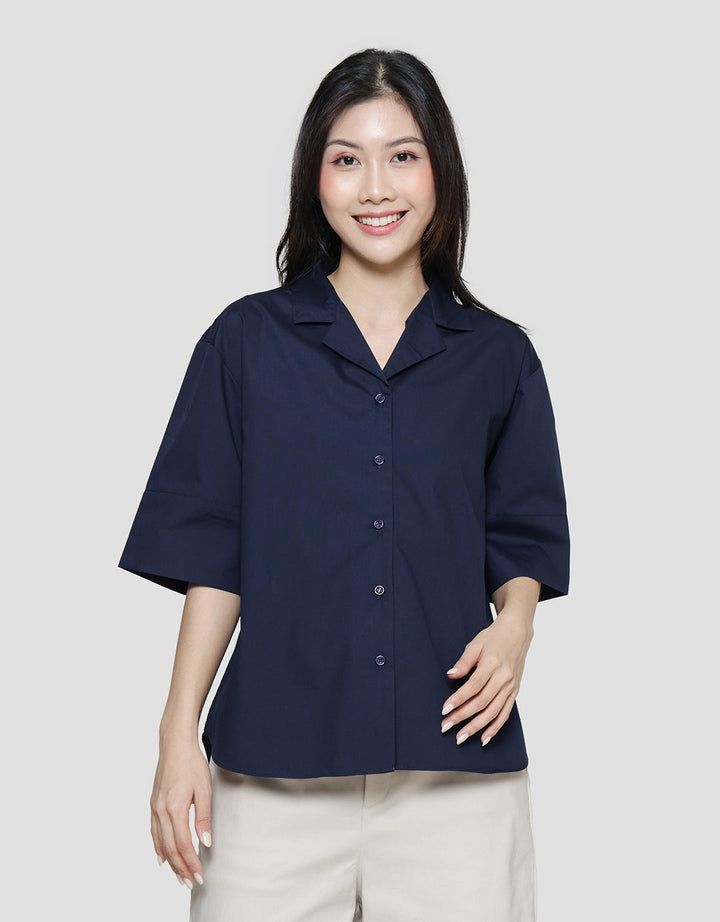 St. Yves Folded Sleeve Kemeja Lengan Pendek Wanita