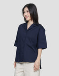 St. Yves Folded Sleeve Kemeja Lengan Pendek Wanita