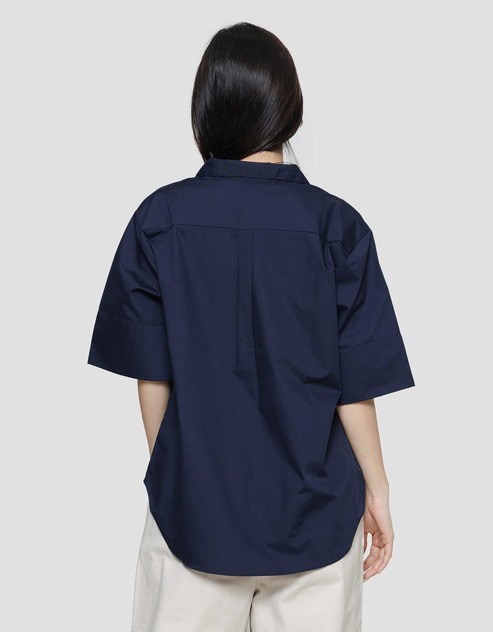St. Yves Folded Sleeve Kemeja Lengan Pendek Wanita