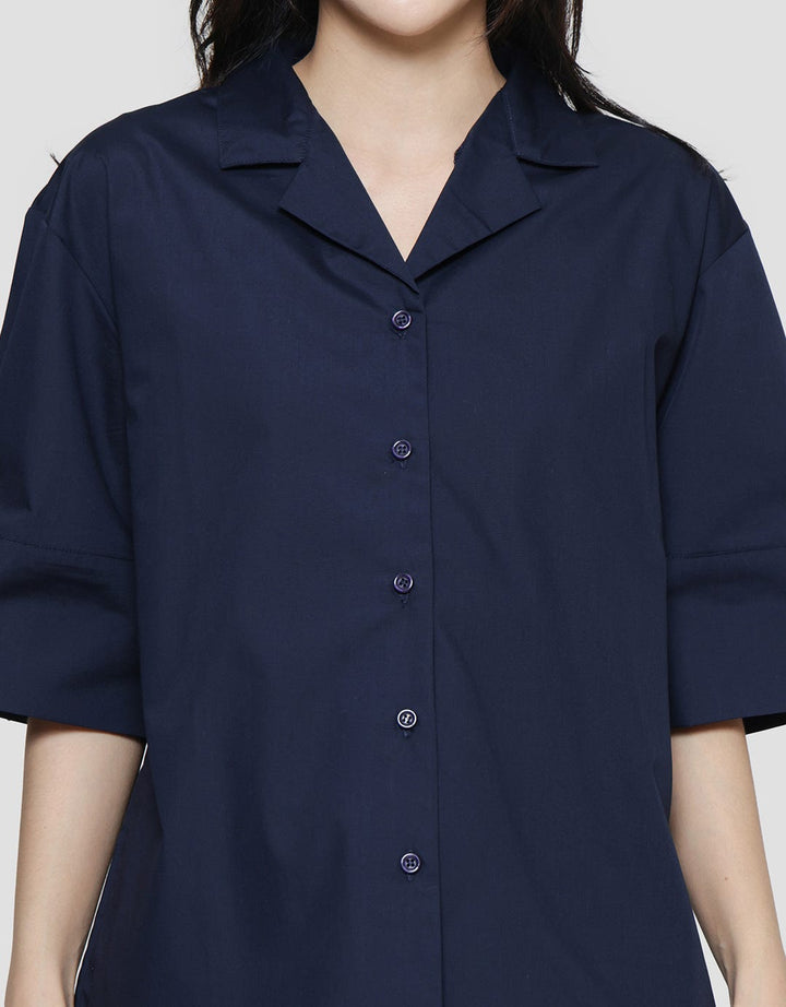 St. Yves Folded Sleeve Kemeja Lengan Pendek Wanita