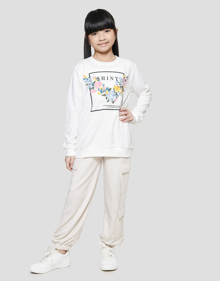 Nevada Embroidered Flower Shine Girls Sweater