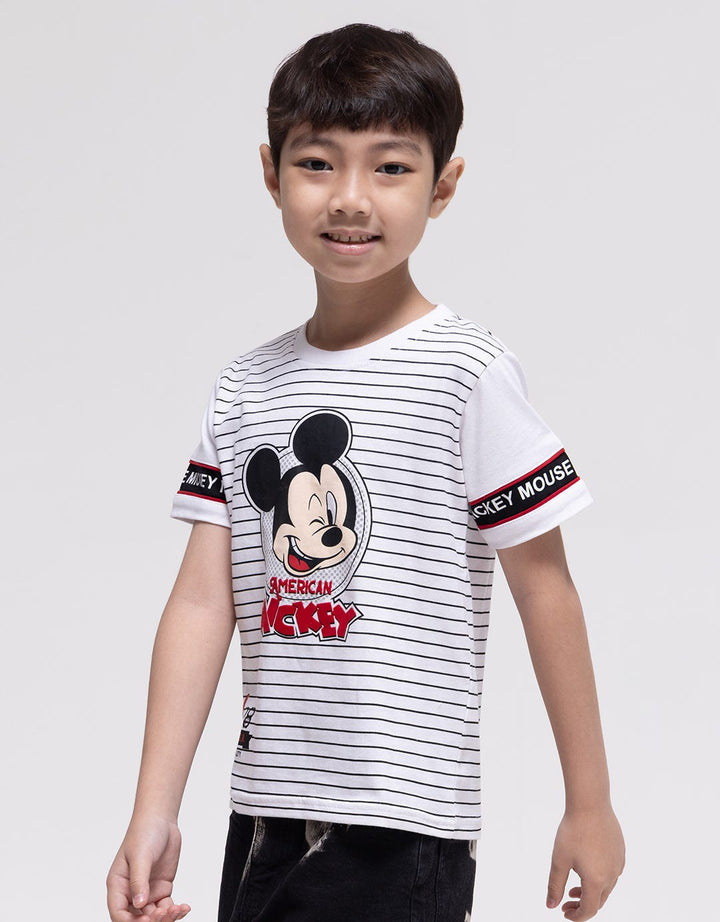 Disney Short Sleeve T-Shirt Mickey American Stripe