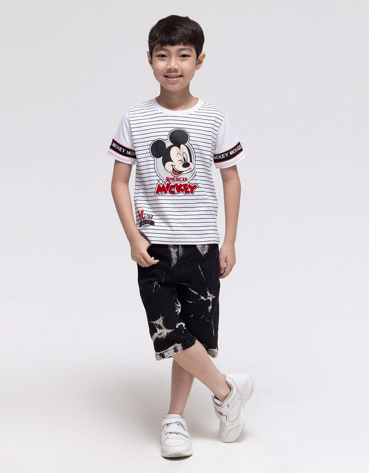 Disney Short Sleeve T-Shirt Mickey American Stripe