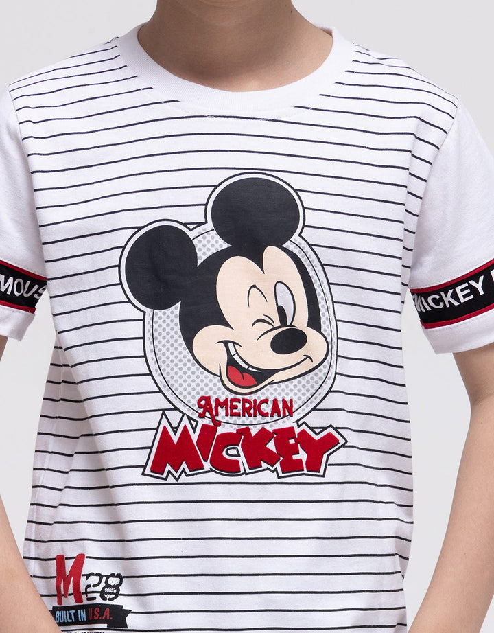 Disney Short Sleeve T-Shirt Mickey American Stripe
