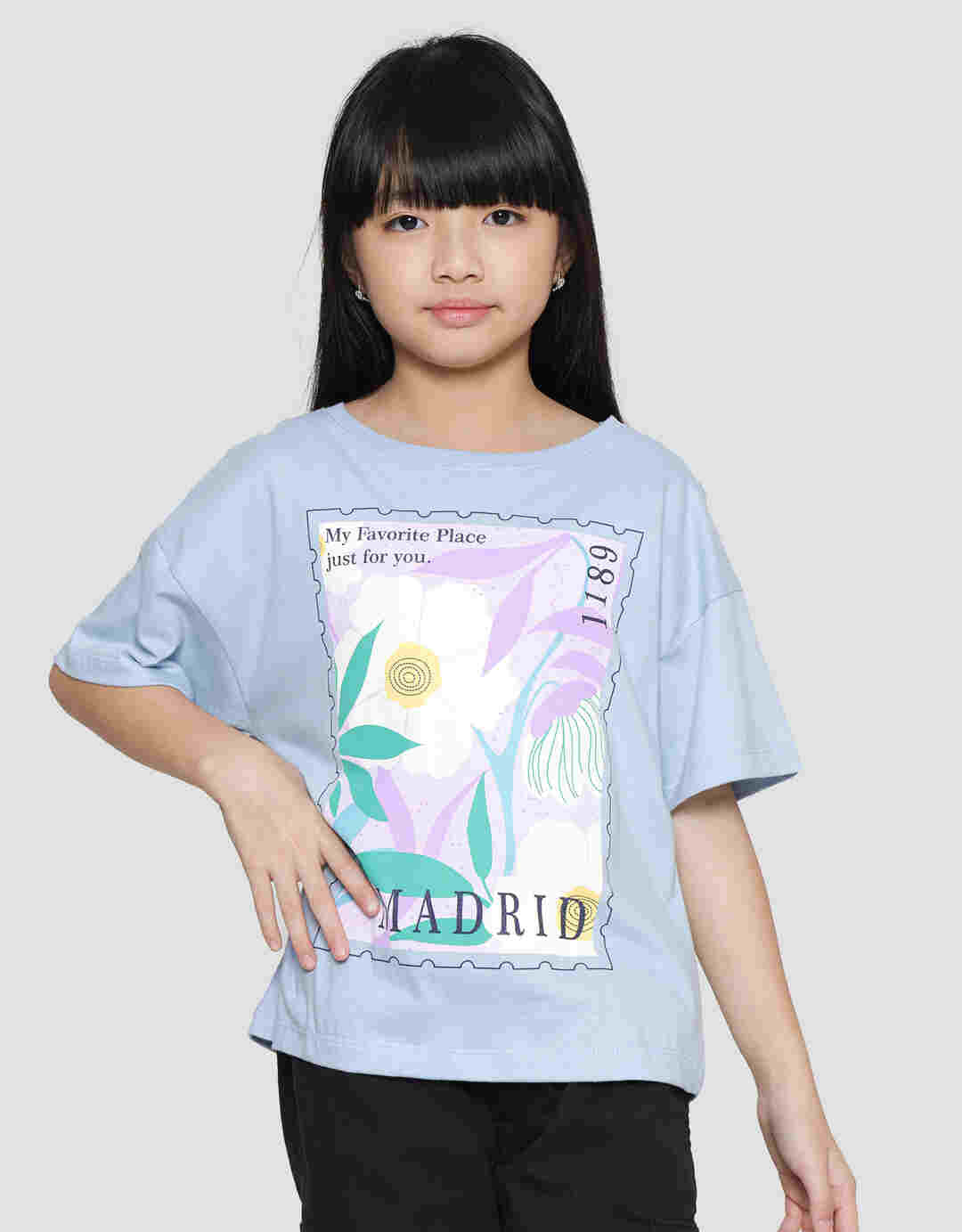 NEVADA BLOCK PRINT FLOWER KAOS LENGAN PENDEK ANAK PEREMPUAN